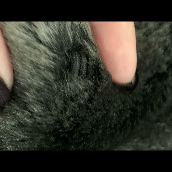 Aqua Black and Gray Faux Fur Vest with Black Leather Belt - Picture 5 of 6